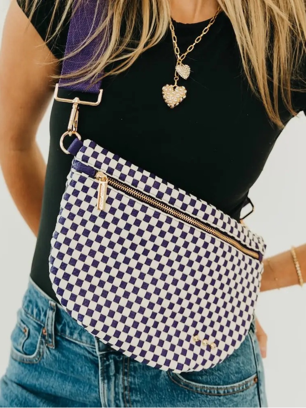 Pretty Simple- Purple Checker Crossbody Bag